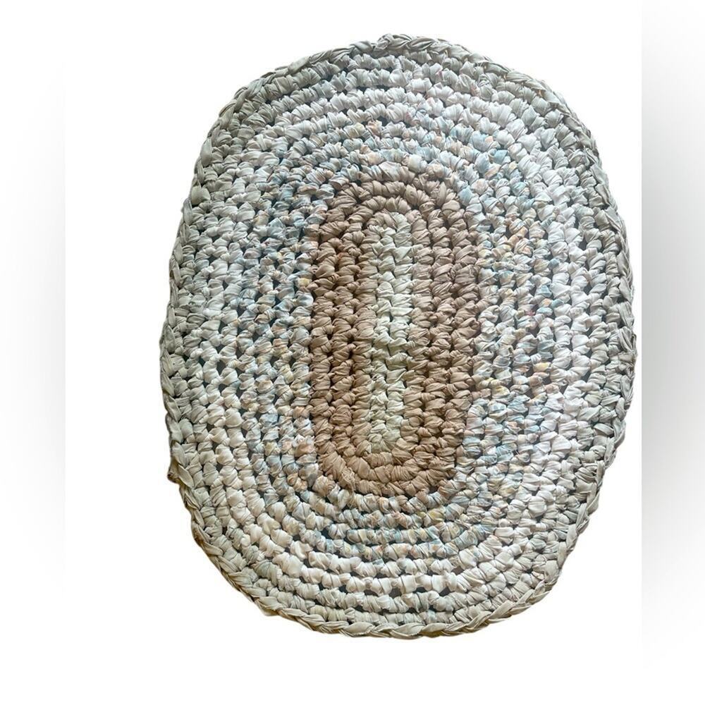 Handwoven Multicolor Oval Rug, Country Cabin, Artsy, Casual, Grandma Core 24x33